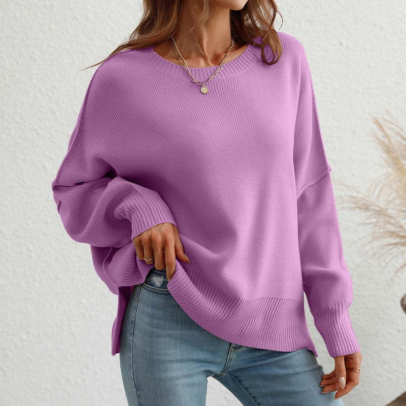 Casual Gebreide Trui In Effen Kleur