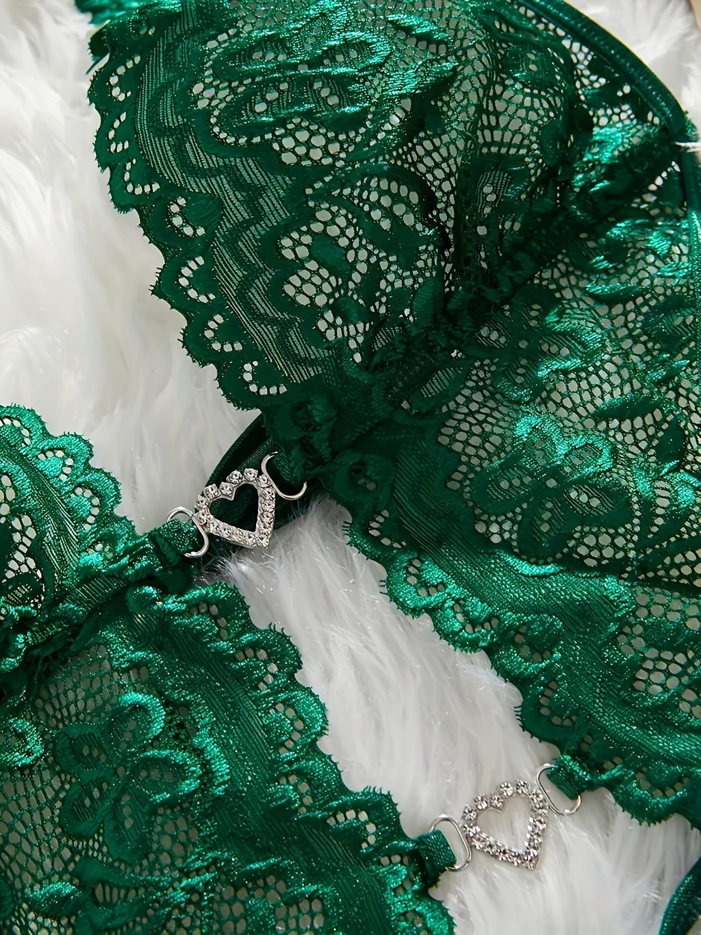 Velvette | Body avec dentelle, cœurs et diamants