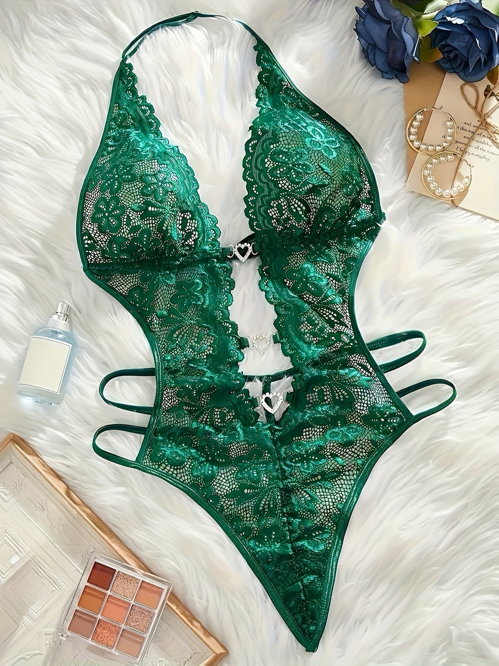 Velvette | Body avec dentelle, cœurs et diamants