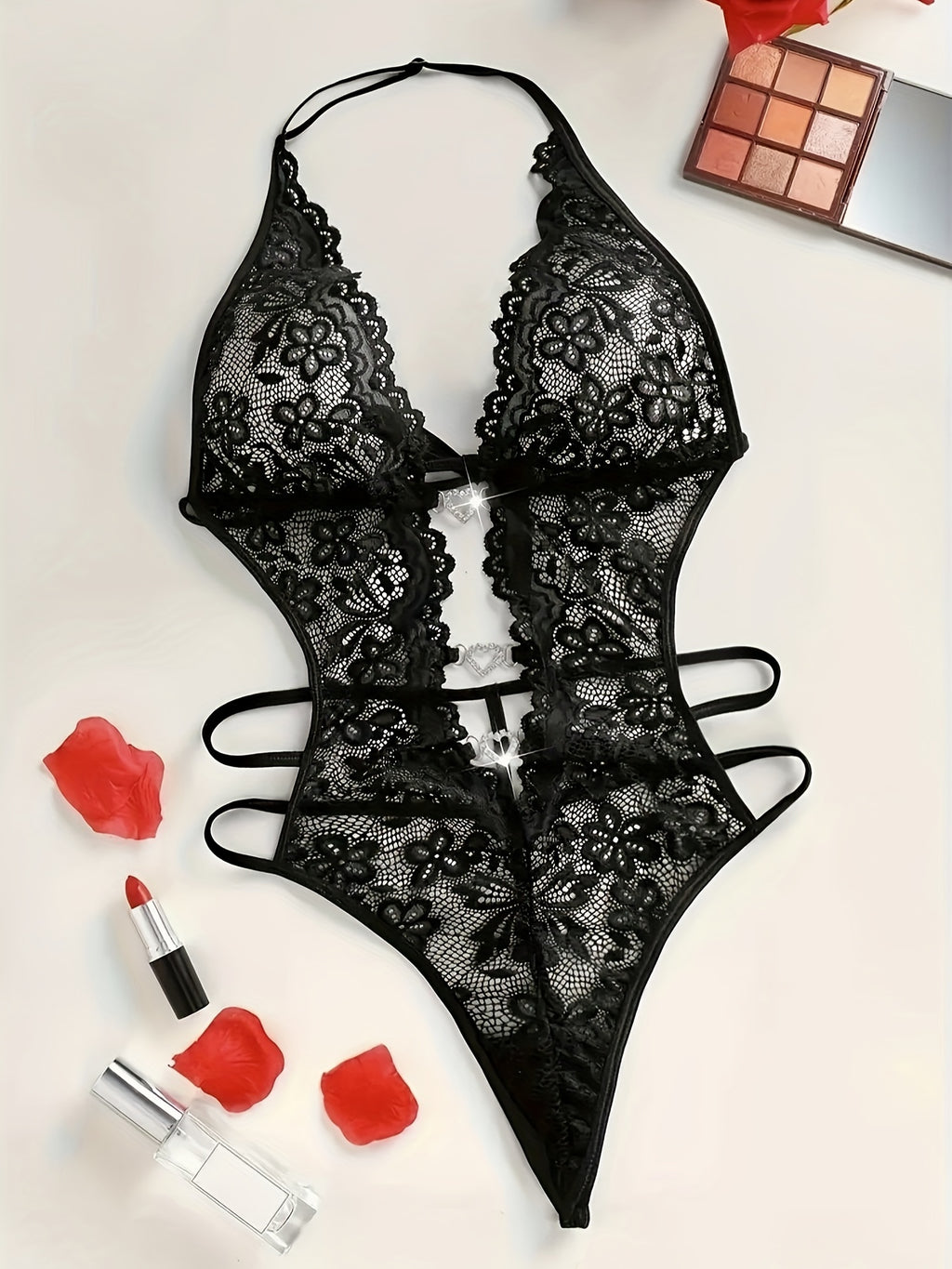 Velvette | Body avec dentelle, cœurs et diamants