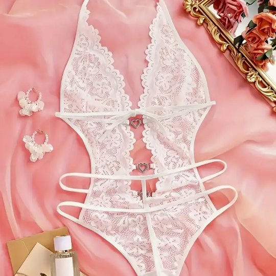 Velvette | Body avec dentelle, cœurs et diamants